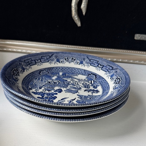 4 CHURCHILL England Blue and White Porcelain Dinner Plate - Picture 3 of 6